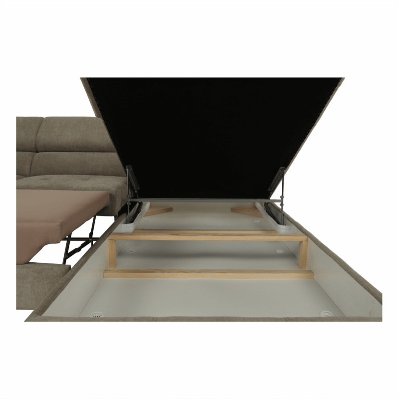 Casa si Gradina - Mobilier - Canapele si coltare - Canapele - Set canapea cu spatiu de depozitare, maro deschis melanj, material textil, dreapta, BUTON R - Infinity.ro
