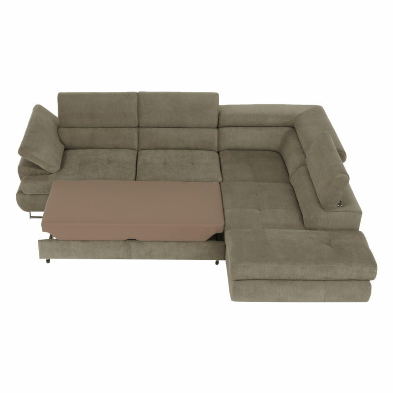 Casa si Gradina - Mobilier - Canapele si coltare - Canapele - Set canapea cu spatiu de depozitare, maro deschis melanj, material textil, dreapta, BUTON R - Infinity.ro