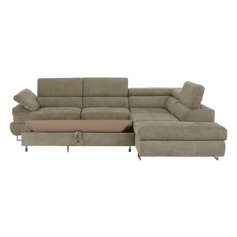 Casa si Gradina - Mobilier - Canapele si coltare - Canapele - Set canapea cu spatiu de depozitare, maro deschis melanj, material textil, dreapta, BUTON R - Infinity.ro