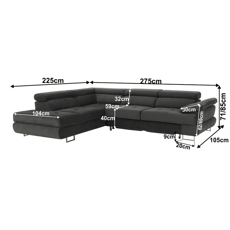 Casa si Gradina - Mobilier - Canapele si coltare - Canapele - Set canapea cu spatiu de depozitare, gri, material textil, stanga, BUTON R - Infinity.ro