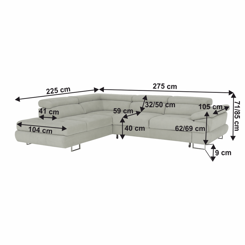 Casa si Gradina - Mobilier - Canapele si coltare - Canapele - Set canapea cu spatiu de depozitare, gri deschis, material textil, stanga, BUTON R - Infinity.ro