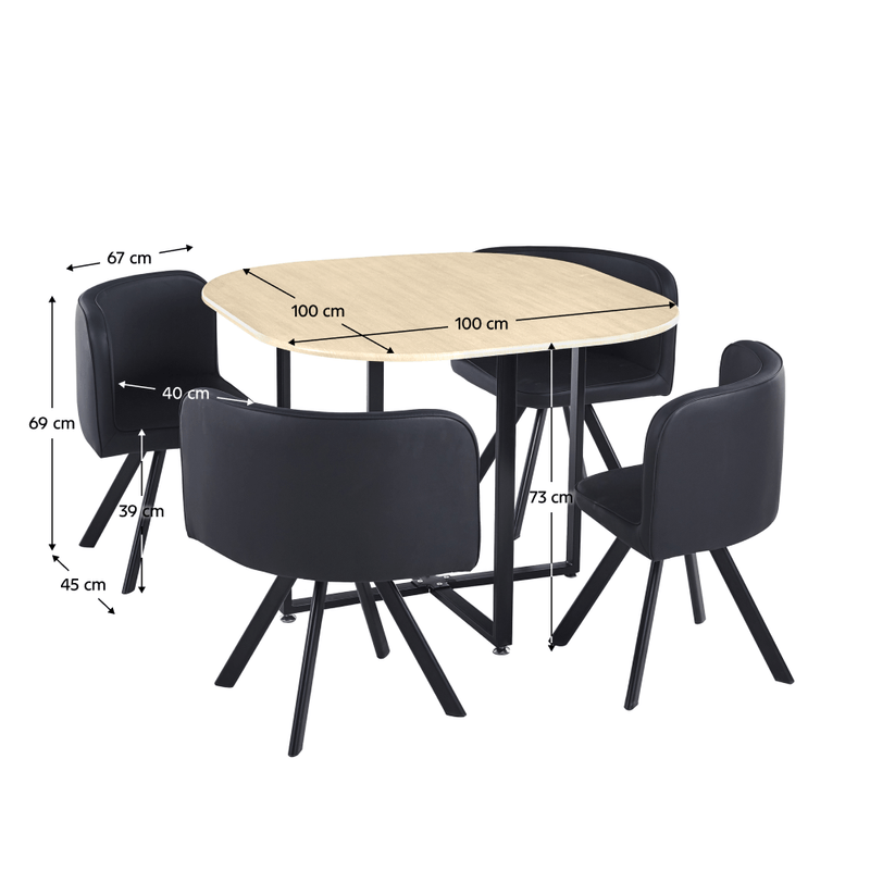 Casa si Gradina - Mobilier - Seturi de mobilier - Seturi bucatarie - Set de mobilier dining 1+4, stejar/negru, BEVIS NEW - Infinity.ro