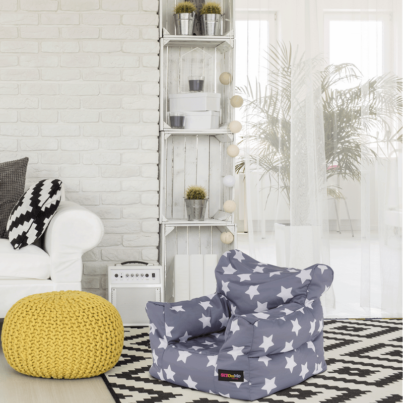 Casa si Gradina - Mobilier - Scaune si fotolii - Fotolii - Fotoliu tip puff, gri/alb, model stea, LURKO - Infinity.ro