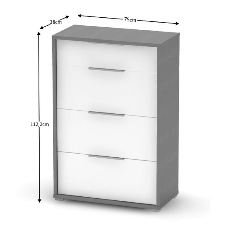 Casa si Gradina - Mobilier - Comode si corpuri - Comode - Comoda cu sertare, grafit/alba, RIOMA NEW TIPUL 22 - Infinity.ro