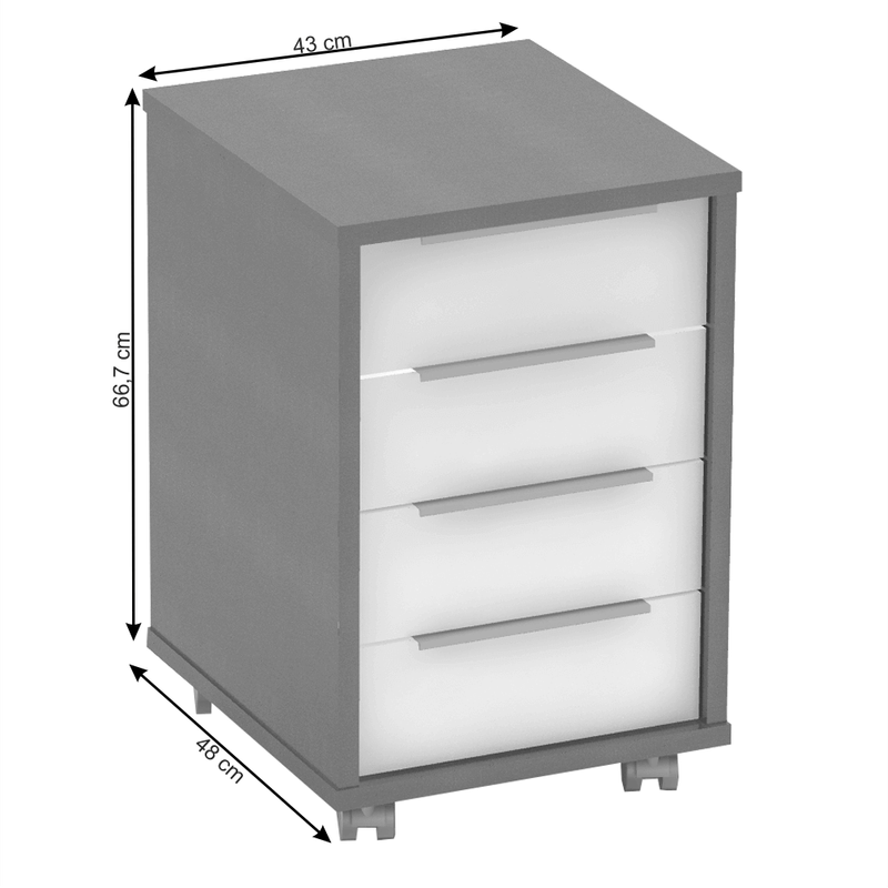Casa si Gradina - Mobilier - Comode si corpuri - Noptiere - Container, grafit/alb, RIOMA NEW TYP 14 - Infinity.ro