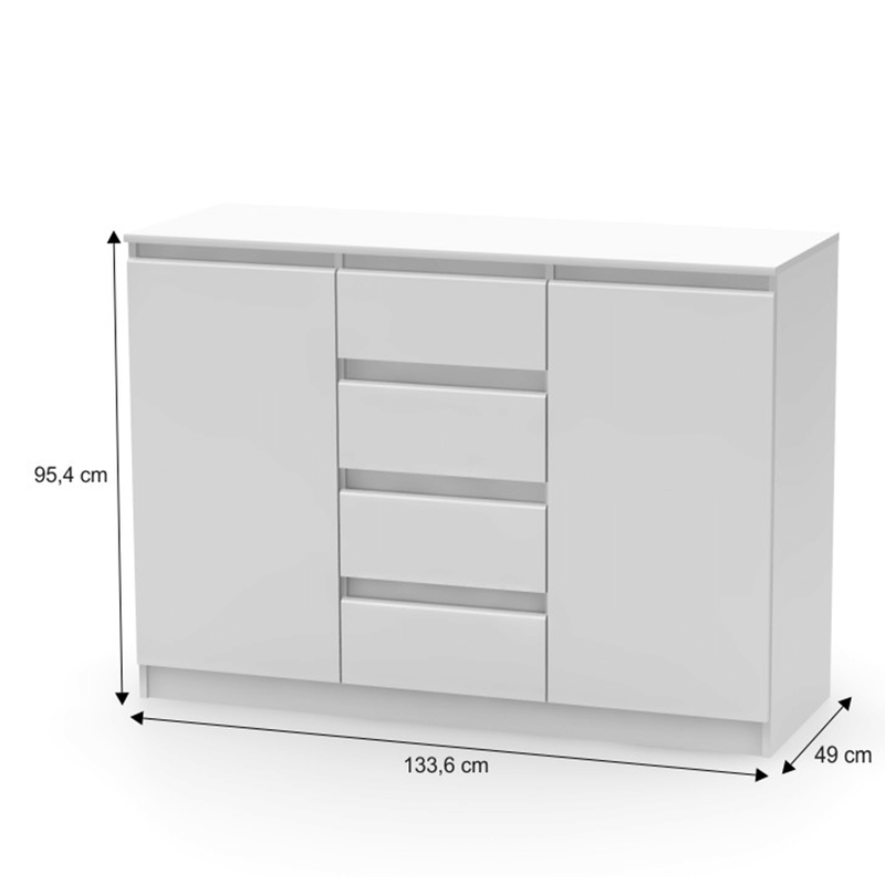 Casa si Gradina - Mobilier - Comode si corpuri - Comode - Comoda cu 2 usi si 4 sertare, alba, HANY NEW 010 - Infinity.ro