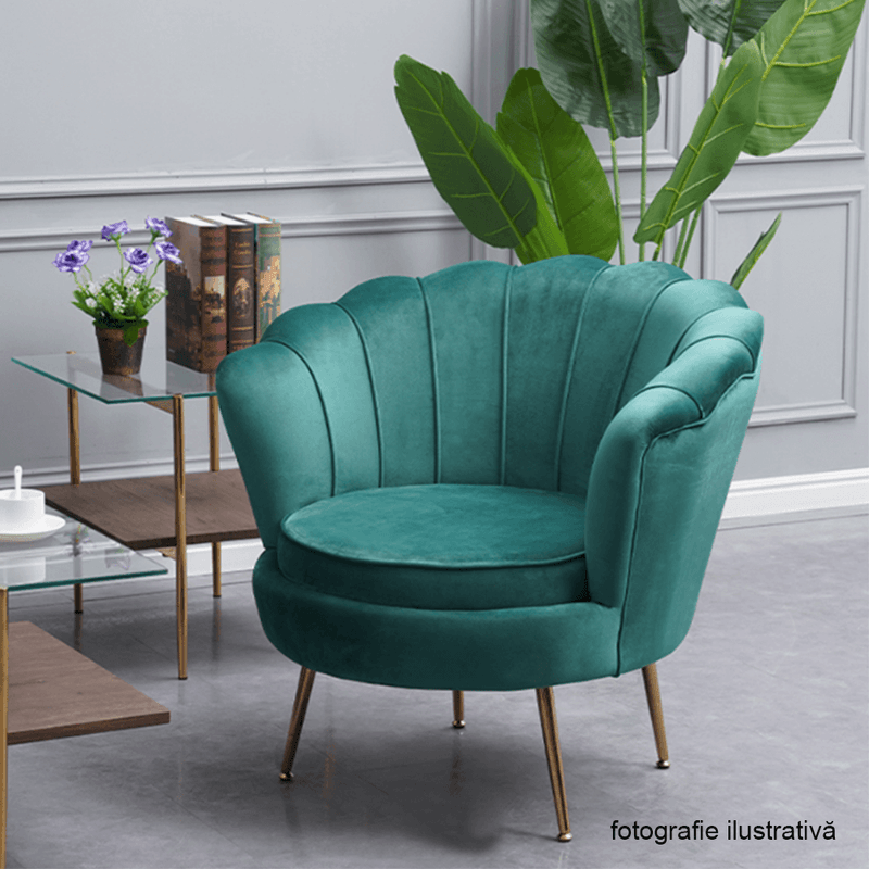 Casa si Gradina - Mobilier - Scaune si fotolii - Fotolii - Fotoliu in stil Art-deco, catifea Velvet smarald/crom auriu, NOBLIN - Infinity.ro