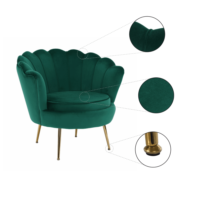 Casa si Gradina - Mobilier - Scaune si fotolii - Fotolii - Fotoliu in stil Art-deco, catifea Velvet smarald/crom auriu, NOBLIN - Infinity.ro