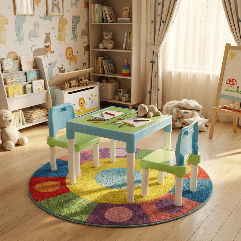 Casa si Gradina - Mobilier - Mobilier copii - Mobilier camera copiilor - Set pentru copii 1 + 2, albastru/verde/alb, BALTO - Infinity.ro