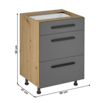 Casa si Gradina - Mobilier - Dulapuri si sifoniere - Dulapuri - Dulap de jos, stejar artizanal / gri mat, cu maner, LANGEN D60S3 U - Infinity.ro