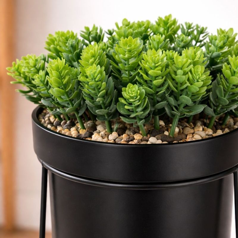 Casa si Gradina - Decoratiuni - Obiecte decorative - Plante artificiale - Planta artificiala Buxus 38 cm, in ghiveci cu suport metalic negru, forma cilindrica, design modern - Infinity.ro