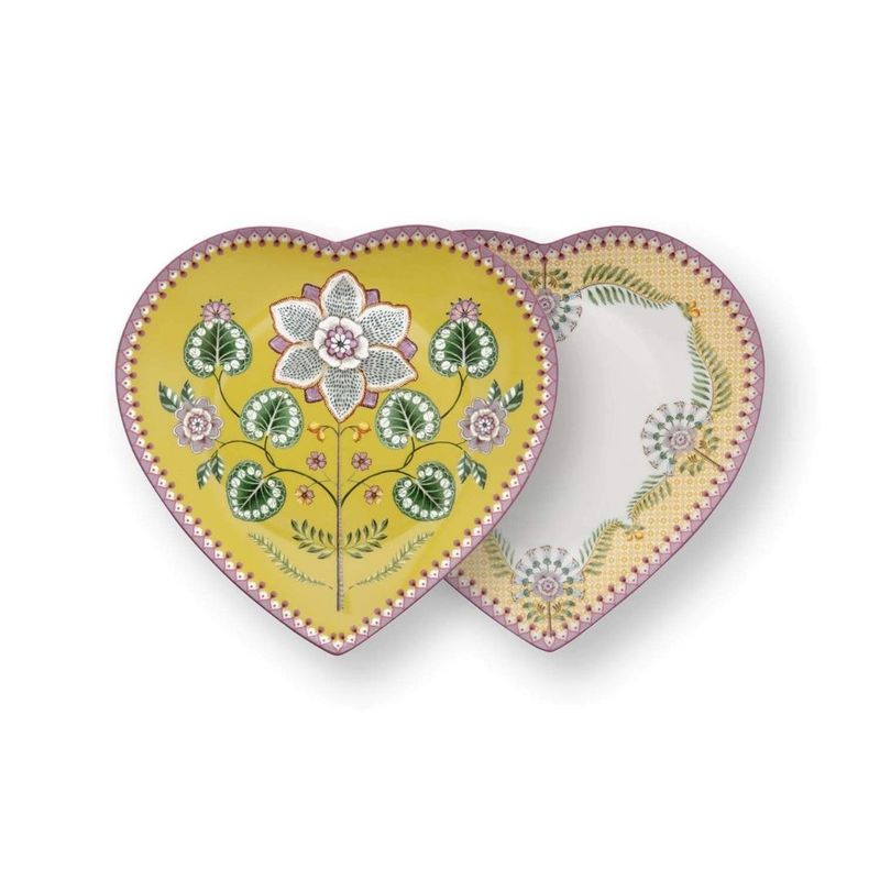 Casa si Gradina - Bucatarie si vesela - Vesela si tacamuri - Farfurii si boluri - Set 2 farfurii, forma de inima, Pip Studio, Yellow, 21.5 cm, colectia Lily & Lotus - Infinity.ro