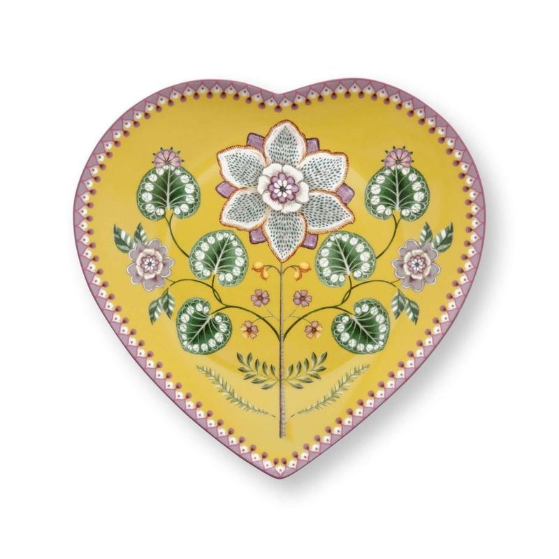 Casa si Gradina - Bucatarie si vesela - Vesela si tacamuri - Farfurii si boluri - Set 2 farfurii, forma de inima, Pip Studio, Yellow, 21.5 cm, colectia Lily & Lotus - Infinity.ro