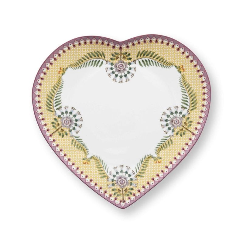 Casa si Gradina - Bucatarie si vesela - Vesela si tacamuri - Farfurii si boluri - Set 2 farfurii, forma de inima, Pip Studio, Yellow, 21.5 cm, colectia Lily & Lotus - Infinity.ro