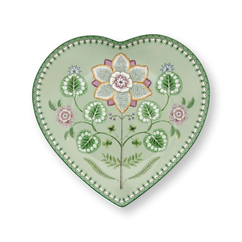 Casa si Gradina - Bucatarie si vesela - Vesela si tacamuri - Farfurii si boluri - Set 2 farfurii, forma de inima, Pip Studio, Light Green, 21.5 cm, colectia Lily & Lotus - Infinity.ro