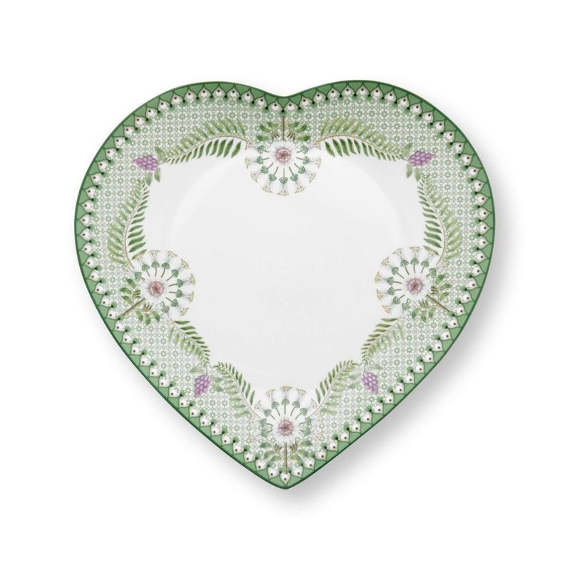 Casa si Gradina - Bucatarie si vesela - Vesela si tacamuri - Farfurii si boluri - Set 2 farfurii, forma de inima, Pip Studio, Light Green, 21.5 cm, colectia Lily & Lotus - Infinity.ro