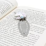 Carti si Birotica - Carti - Accesorii pentru cititori - Semn de Carte Metalic Unicorn cu Cristale, 10.5 x 3 cm, Argintiu cu Detalii Roz, Cadou pentru Fete si Femei, AZAY - Infinity.ro