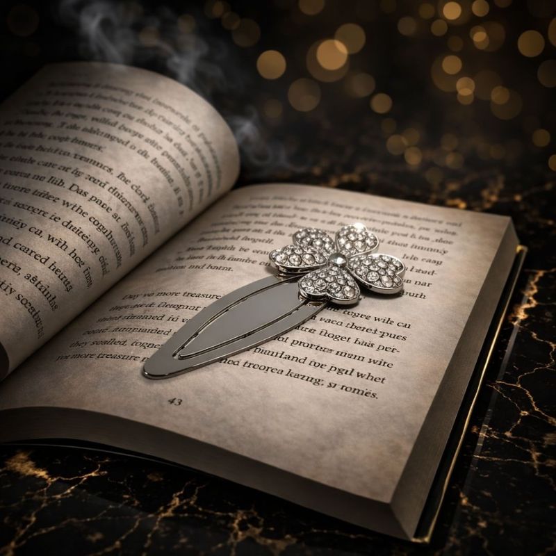 Carti si Birotica - Carti - Accesorii pentru cititori - Semn de Carte Metalic Floare cu Cristale Stralucitoare, 9.5 x 4 cm, Argintiu, Cadou Elegant pentru Femei, AZAY - Infinity.ro
