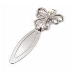 Carti si Birotica - Carti - Accesorii pentru cititori - Semn de Carte Metalic Ingeras cu Perla si Cristale, 12 x 5 cm, Argintiu, Cadou Elegant pentru Femei, AZAY - Infinity.ro