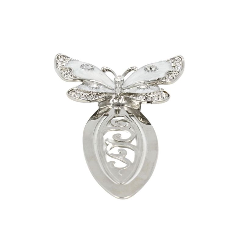 Carti si Birotica - Carti - Accesorii pentru cititori - Semn de Carte Metalic Elegant Fluture cu Cristale, 10.5 x 5.5 cm, Argintiu, Cadou Premium pentru Femei, AZAY - Infinity.ro