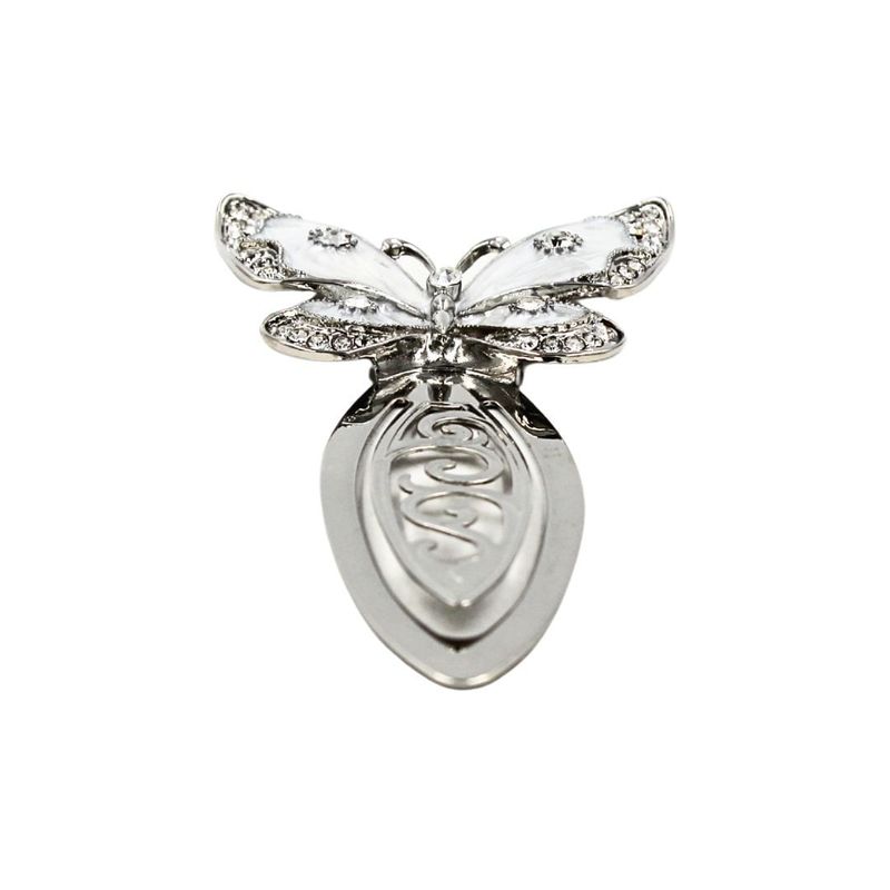 Carti si Birotica - Carti - Accesorii pentru cititori - Semn de Carte Metalic Elegant Fluture cu Cristale, 10.5 x 5.5 cm, Argintiu, Cadou Premium pentru Femei, AZAY - Infinity.ro