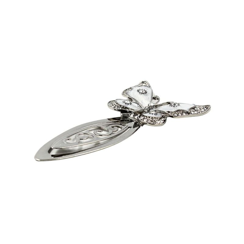 Carti si Birotica - Carti - Accesorii pentru cititori - Semn de Carte Metalic Elegant Fluture cu Cristale, 10.5 x 5.5 cm, Argintiu, Cadou Premium pentru Femei, AZAY - Infinity.ro