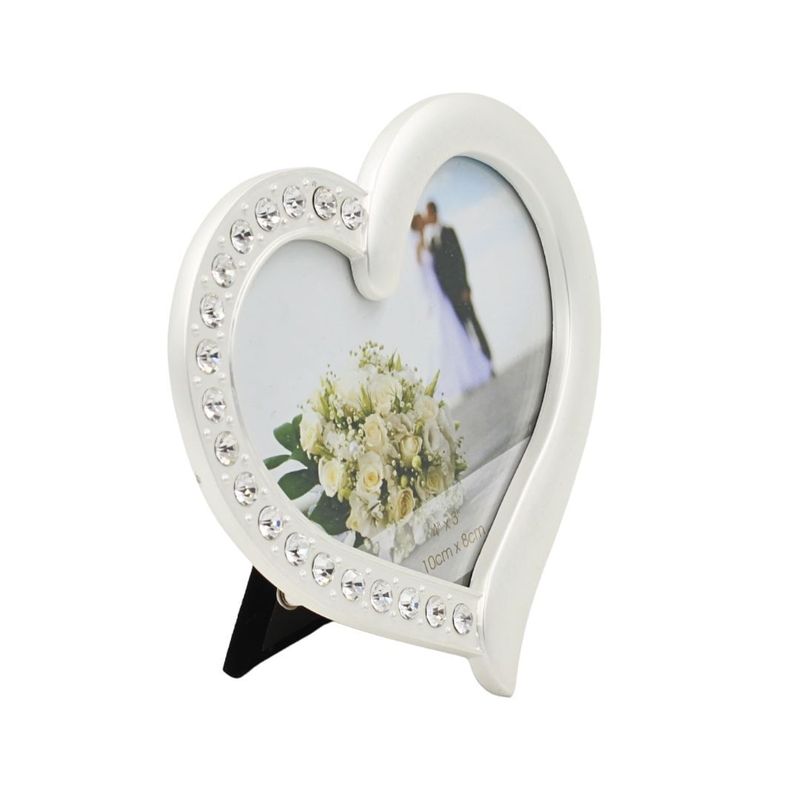 Market - Cadouri - Rame si albume foto - Rama Foto AZAY Tip Inima cu Cristale, 10x8 cm, Decor Romantic, Cadou Cuplu, Nunta, Aniversare, Cutie Cadou Inclusa - Infinity.ro