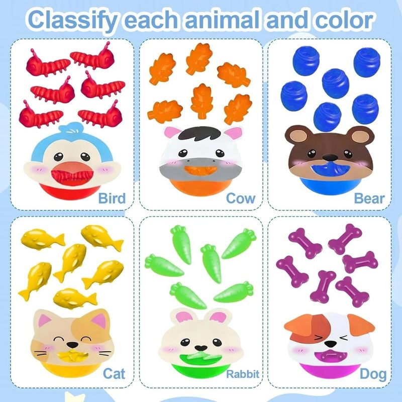 Jucarii, Copii si Bebe - Jucarii si jocuri - Jucarii & jocuri educative - Jocuri si jucarii educative - Joc Educativ Montessori Sortare&Asociere "Pair&Play", Hraneste Animalele, Invata Culorile/Formele, Motricitate Fina, 3y+ - Infinity.ro
