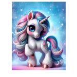 Jucarii, Copii si Bebe - Jucarii si jocuri - Jucarii & jocuri educative - Seturi de artizanat - Tablou pictura cu diamante, Unicorn, Goblen 5D, rama din lemn, 20 x 30 cm - Infinity.ro