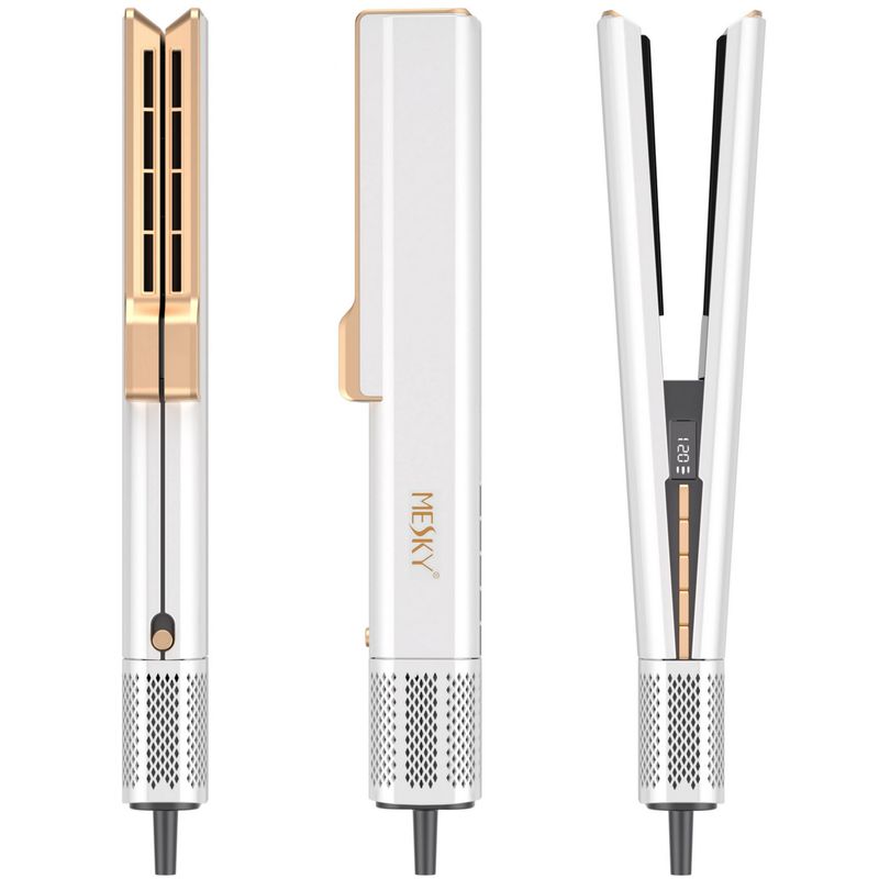 Ingrijire personala si Cosmetice - Aparate & accesorii ingrijire personala - Hair styling - Placi de indreptat parul - MESKY AirStyler Intinzator de par cu Aer si Placi Speciale, 80-140°C, functie de Uscator de Par, Alb - Infinity.ro