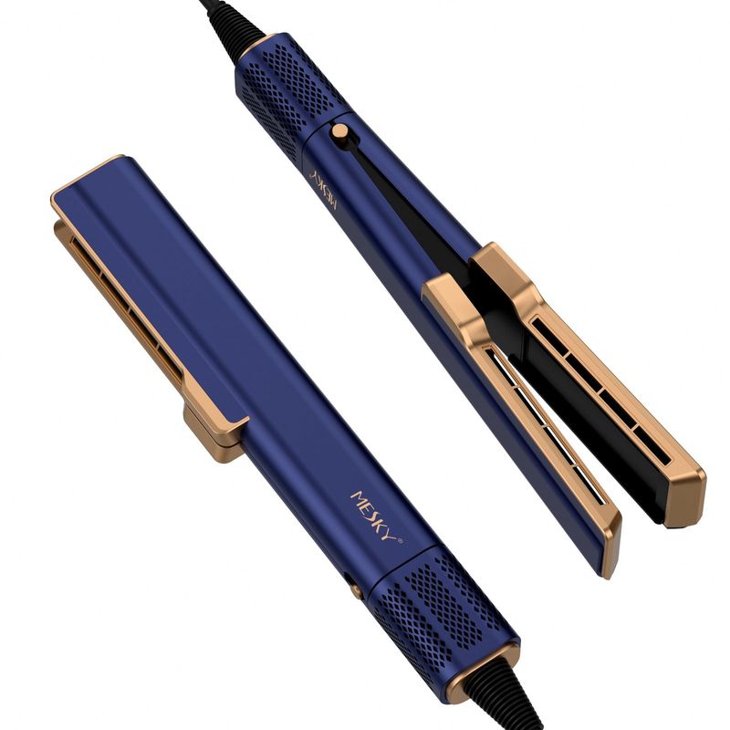 Ingrijire personala si Cosmetice - Aparate & accesorii ingrijire personala - Hair styling - Placi de indreptat parul - MESKY AirStyler Intinzator de par parul cu Aer si Placi Speciale, 80-140°C, functie de Uscator de Par, Albastru - Infinity.ro