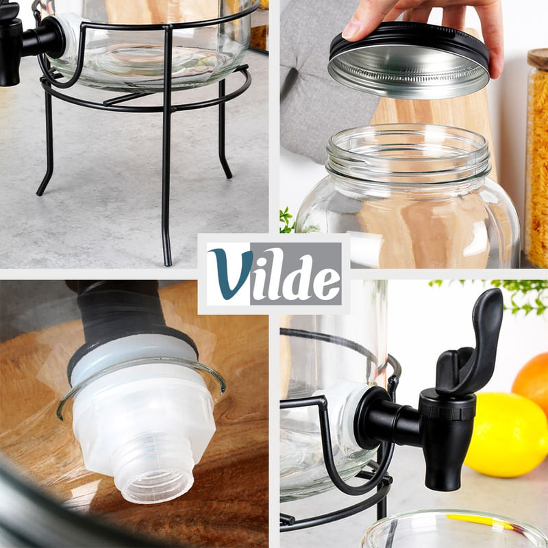 Casa si Gradina - Mobilier - Organizare si depozitare - Dozatoare/dispensere de apa - Dozator de bauturi cu robinet si suport, negru, 3,2 L - Infinity.ro