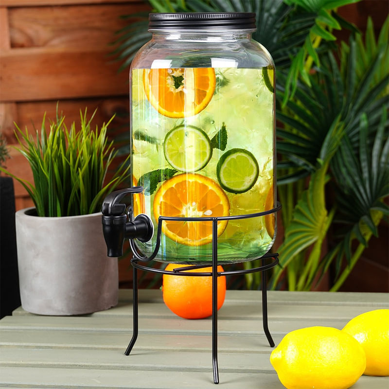 Casa si Gradina - Mobilier - Organizare si depozitare - Dozatoare/dispensere de apa - Dozator de bauturi cu robinet si suport, negru, 3,2 L - Infinity.ro