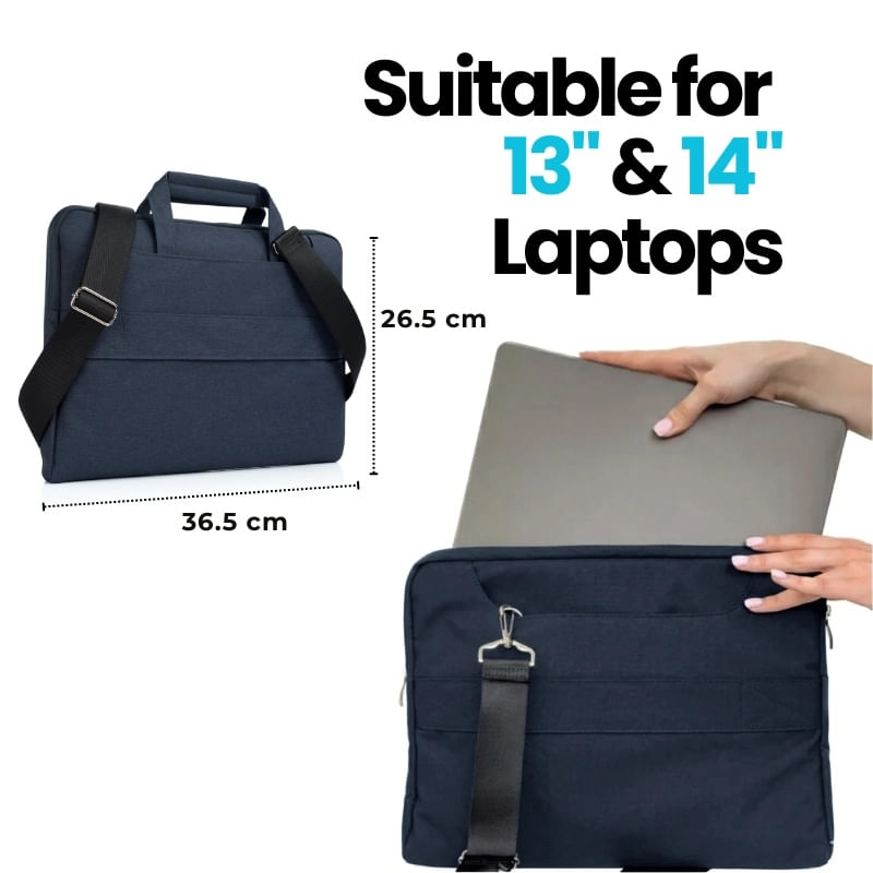 Laptop, Telefoane si Tablete - Laptopuri si accesorii - Accesorii Laptop - Genti laptop - Geanta Laptop 13"-14" iUni, Curea de umar reglabila si detasabila, Impermeabila, Anti-zgarieturi, Anti-socuri, Bleumarin - Infinity.ro