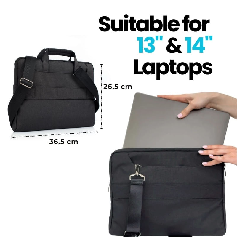 Laptop, Telefoane si Tablete - Laptopuri si accesorii - Accesorii Laptop - Genti laptop - Geanta Laptop 13"-14" iUni, Curea de umar reglabila si detasabila, Impermeabila, Anti-zgarieturi, Anti-socuri, Negru - Infinity.ro
