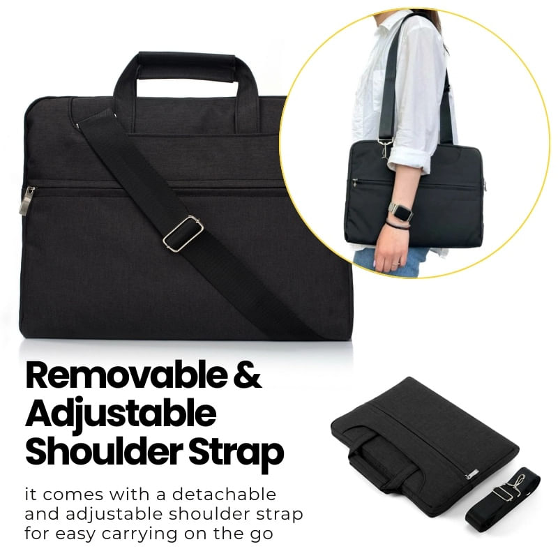 Laptop, Telefoane si Tablete - Laptopuri si accesorii - Accesorii Laptop - Genti laptop - Geanta Laptop 13"-14" iUni, Curea de umar reglabila si detasabila, Impermeabila, Anti-zgarieturi, Anti-socuri, Negru - Infinity.ro