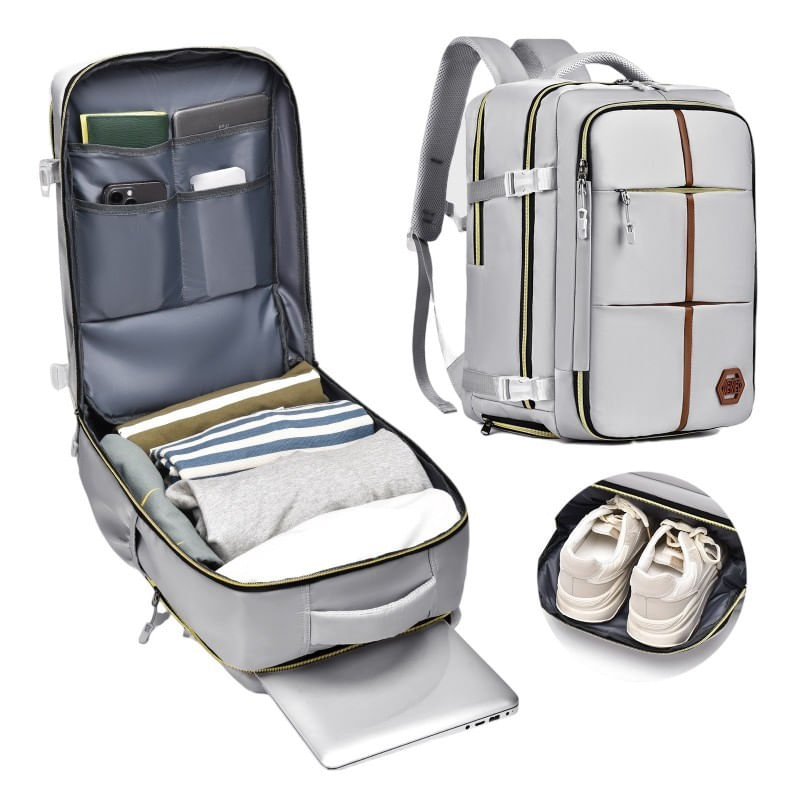 Sport si Outdoor - Articole de voiaj - Rucsacuri - Rucsac gri de calatorie, impermeabil, bagaj de mana zboruri avioane, JollyMag, PL180 - Infinity.ro