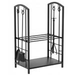 Casa si Gradina - Gradina si terasa - Mobilier exterior - Dulapuri si lazi depozitare exterior - Suport metalic si unelte pentru lemne de foc semineu, 73x40x30 cm, JollyMag, SND05 - Infinity.ro