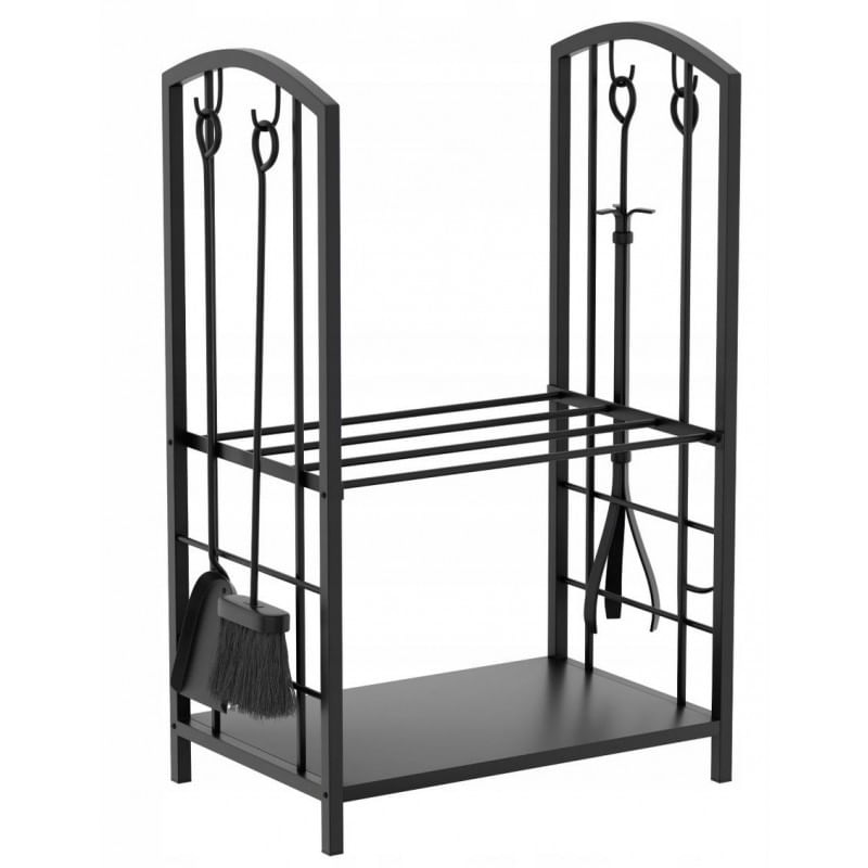 Casa si Gradina - Gradina si terasa - Mobilier exterior - Dulapuri si lazi depozitare exterior - Suport metalic si unelte pentru lemne de foc semineu, 73x40x30 cm, JollyMag, SND05 - Infinity.ro