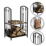 Casa si Gradina - Gradina si terasa - Mobilier exterior - Dulapuri si lazi depozitare exterior - Suport metalic si unelte pentru lemne de foc semineu, 73x40x30 cm, JollyMag, SND05 - Infinity.ro