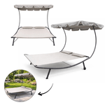 Casa si Gradina - Gradina si terasa - Mobilier exterior - Scaune si sezlonguri gradina - Sezlong dublu cu umbrela inclusa, pentru 2 persoane, gri, 200x173x155 cm, Jollymag, LE02 - Infinity.ro