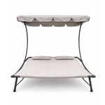 Casa si Gradina - Gradina si terasa - Mobilier exterior - Scaune si sezlonguri gradina - Sezlong dublu cu umbrela inclusa, pentru 2 persoane, gri, 200x173x155 cm, Jollymag, LE02 - Infinity.ro