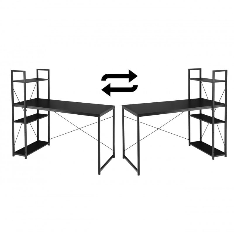 Casa si Gradina - Mobilier - Mese si birouri - Mese bucatarie si dining - Masa de birou cu raft lateral negru, 120x60 cm, JollyMag, STL24CZ - Infinity.ro