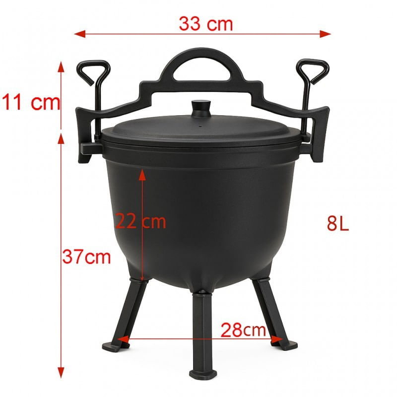 Casa si Gradina - Bucatarie si vesela - Vase pentru gatit - Oale si cratite - Ceaun din fonta emailata, tip cazan sub presiune pentru camping, gratar, si outdoor, 8L, capac inclus, JollyMag, BBQ01 - Infinity.ro