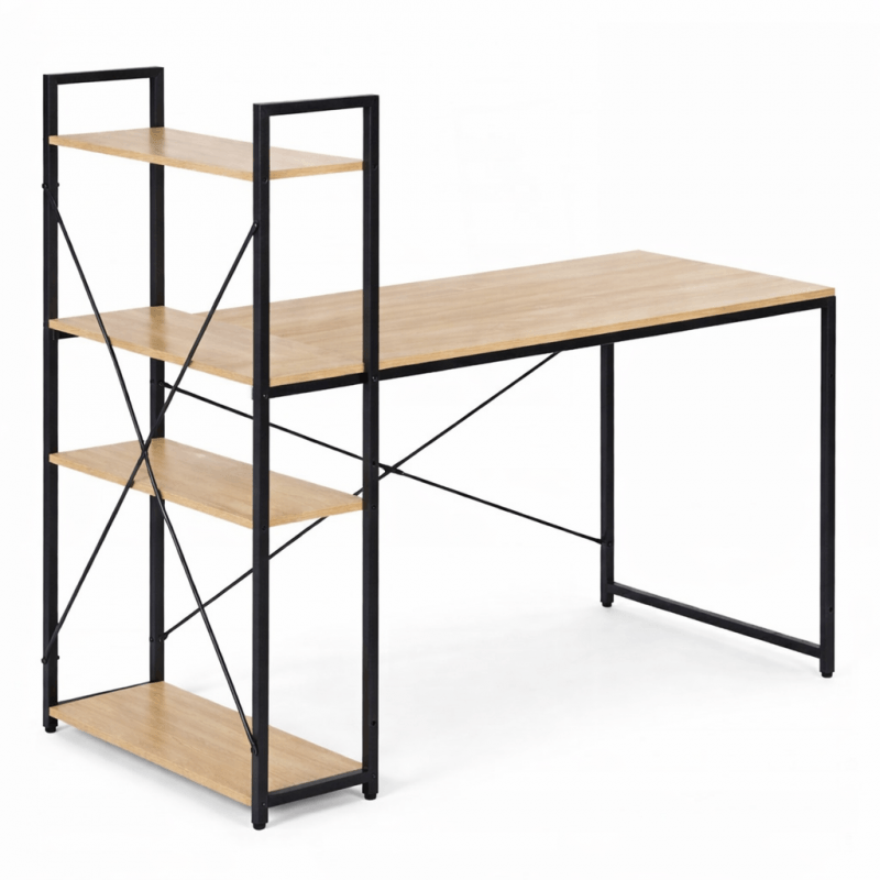Casa si Gradina - Mobilier - Mese si birouri - Birouri - Masa de birou cu raft lateral maro, 120x60 cm, JollyMag, STL24JBR - Infinity.ro