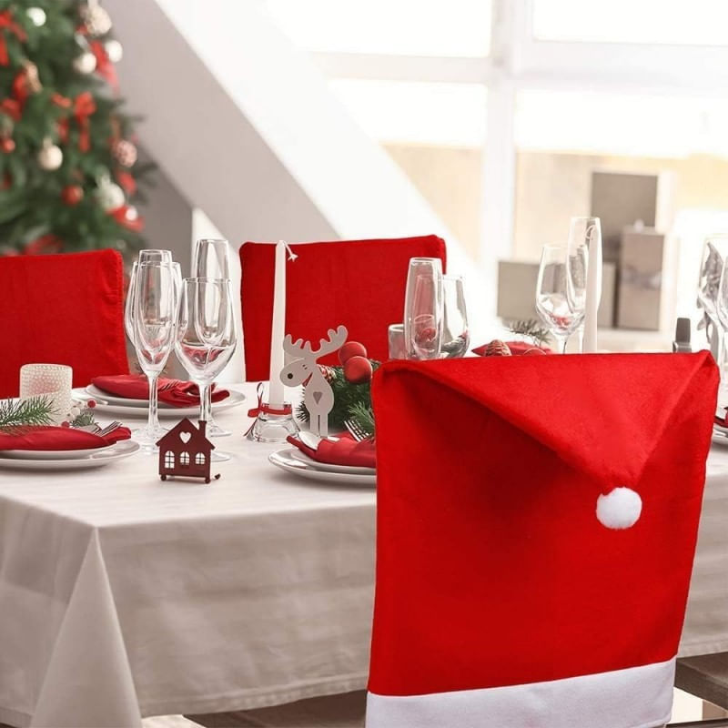 Casa si Gradina - Textile si covoare - Huse pentru mobilier - Husa de scaun pentru Craciun, decoratiune in forma de caciula de mos, 65x50 cm,  JollyMag, KSN69 - Infinity.ro