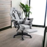 PC, gaming si accesorii - Gaming - Accesorii gaming - Scaune gaming - Scaun de gaming gri, cu suport picioare si perna de masaj, max 150 kg, 61x116-123 cm, JollyMag, KO23SZ - Infinity.ro