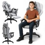 PC, gaming si accesorii - Gaming - Accesorii gaming - Scaune gaming - Scaun de gaming gri, cu suport picioare si perna de masaj, max 150 kg, 61x116-123 cm, JollyMag, KO23SZ - Infinity.ro