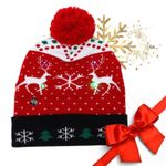 Fashion, accesorii si bijuterii - Copii - Accesorii copii - Caciuli si palarii copii - Caciula de iarna cu LED si pompom, tematica de Craciun, cu brazi, reni si fulgi de zapada, JollyMag, CZ51 - Infinity.ro