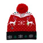 Fashion, accesorii si bijuterii - Copii - Accesorii copii - Caciuli si palarii copii - Caciula de iarna cu LED si pompom, tematica de Craciun, cu brazi, reni si fulgi de zapada, JollyMag, CZ51 - Infinity.ro